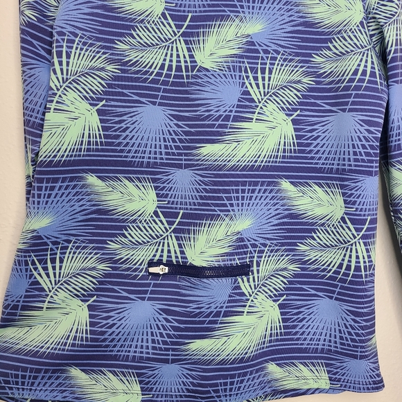 Hang Ten Rash Guard Long Sleeve Quick Dry Hawaiian Floral Blue Size Medium - Picture 8 of 13